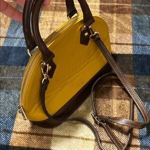 Elegant Yellow and Brown Crossbody Bag